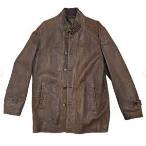 DANIER MEN'S BUTTON DOWN LEATHER  JACKET SIZE MEDIUM REMOVABLE LINER